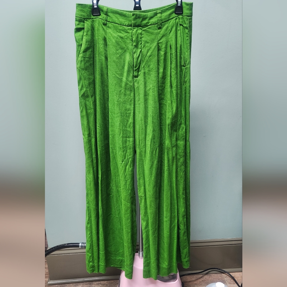 Maeve Wide Leg Pants in Bright Green